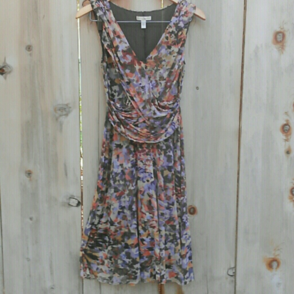 Anthropologie Weston Wear Floral Print Blue Lavender and Olive Dress
